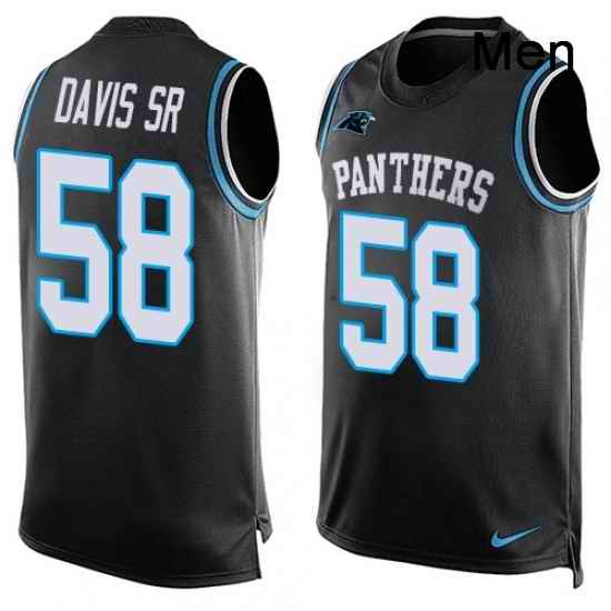 Mens Nike Carolina Panthers 58 Thomas Davis Limited Black Player Name Number Tank Top NFL Jersey